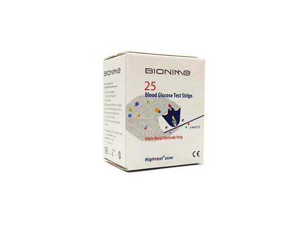 نوار دستگاه تست قند خون بایونیم مدل sensor بسته 25 عددی