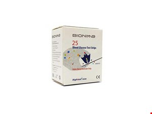 نوار دستگاه تست قند خون بایونیم بسته 25 عددی