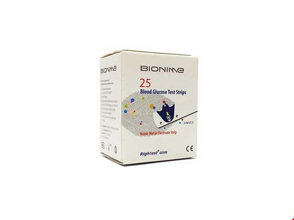 نوار دستگاه تست قند خون بایونیم بسته 25 عددی